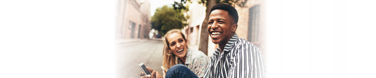 man and woman smiling